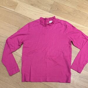 J. Crew Fuchsia Pink Ruffle Neck Sweater